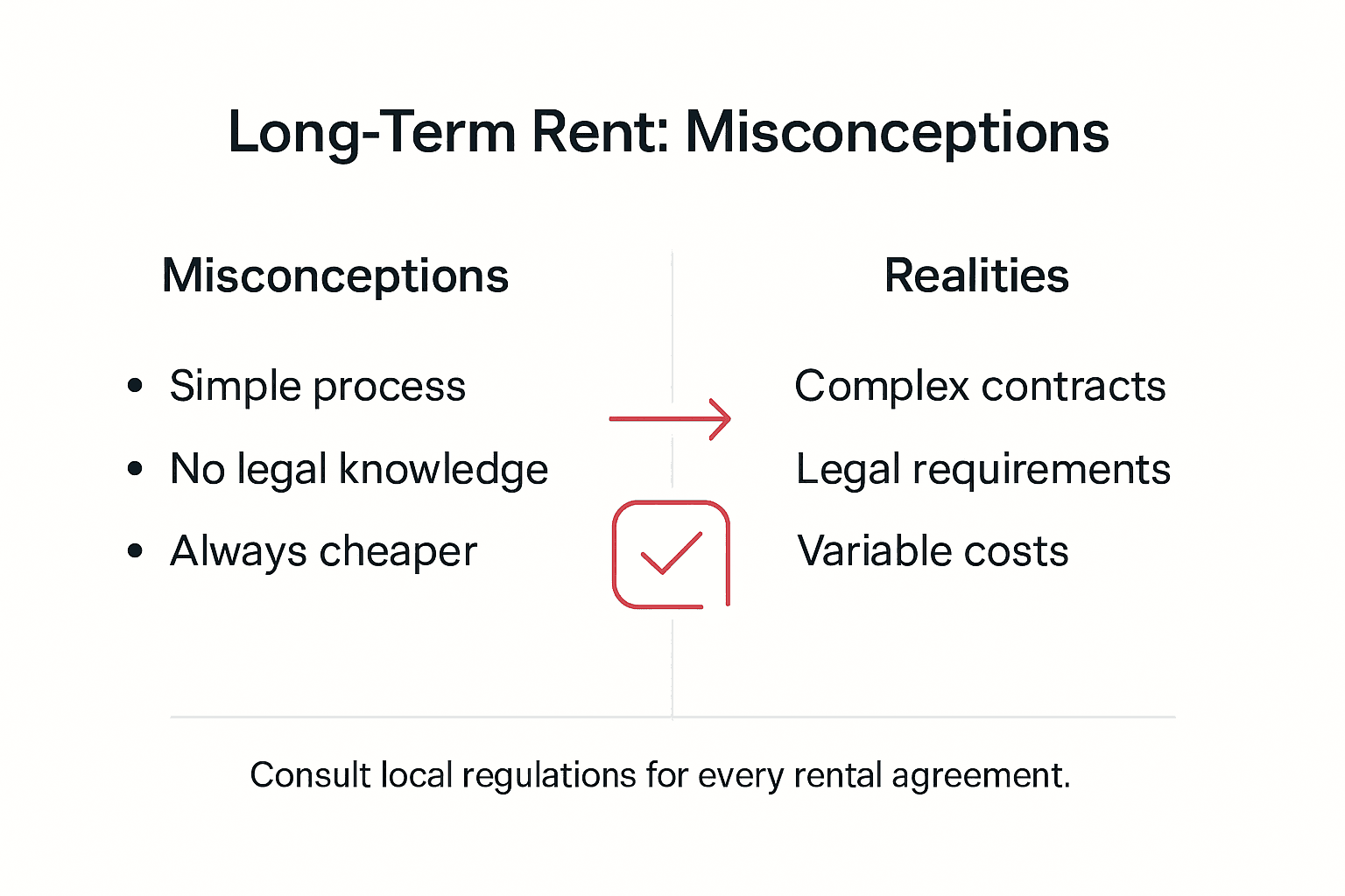 Infographic comparing rent misconceptions and realities