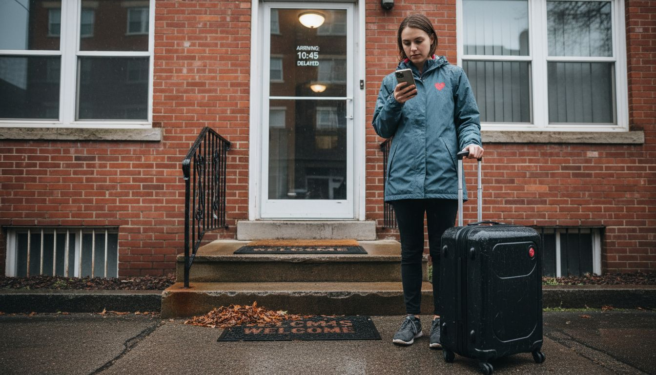 Person coordinating arrival outside property