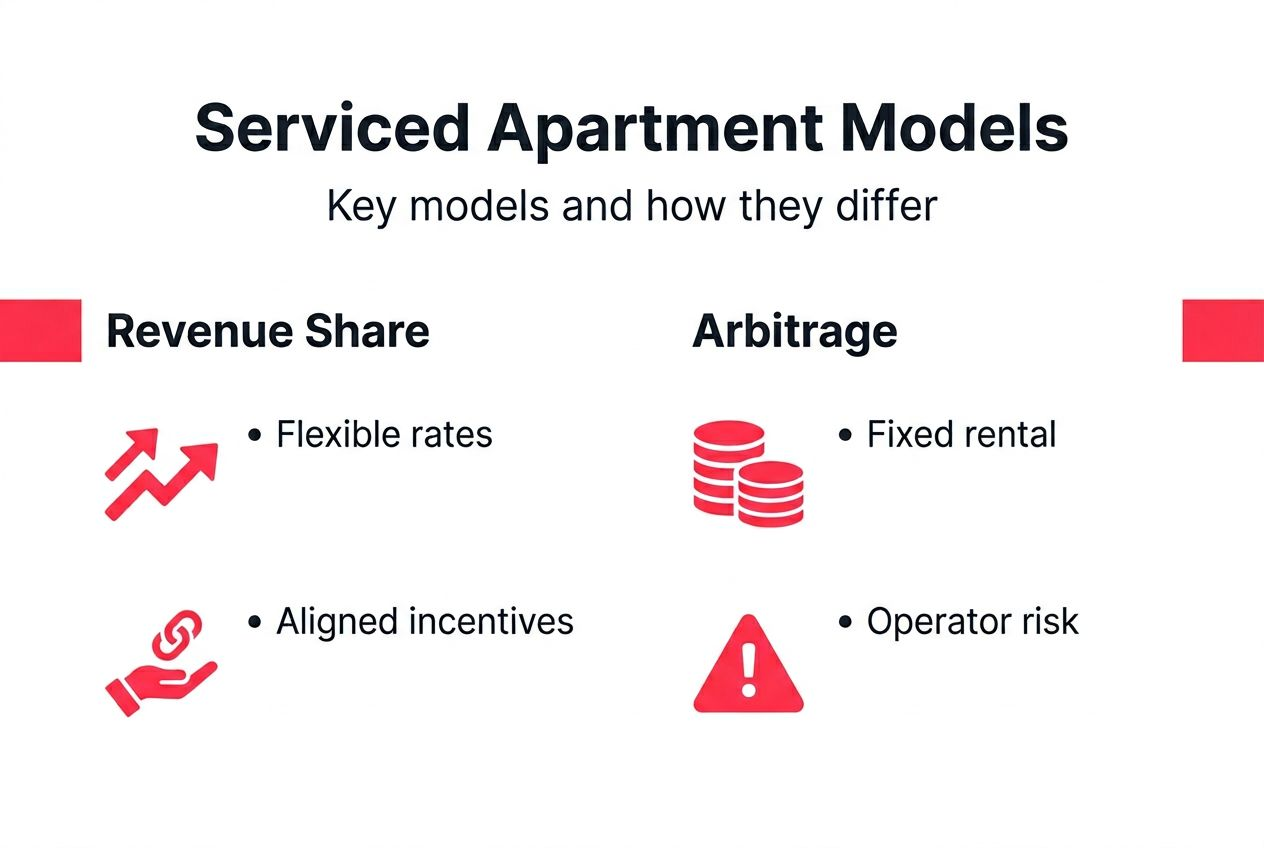 Infographic comparing serviced apartment management models