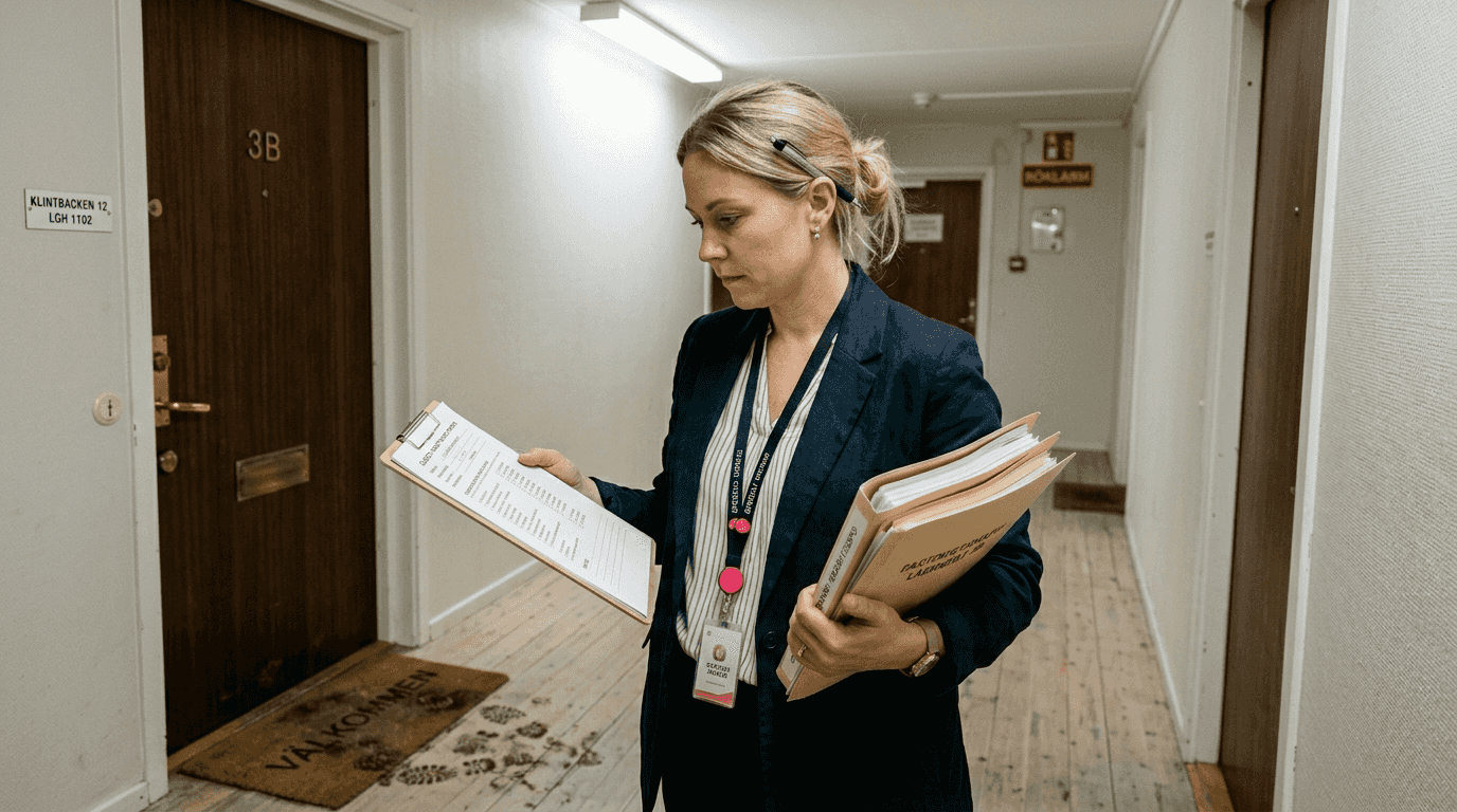 Property manager checking rental compliance paperwork