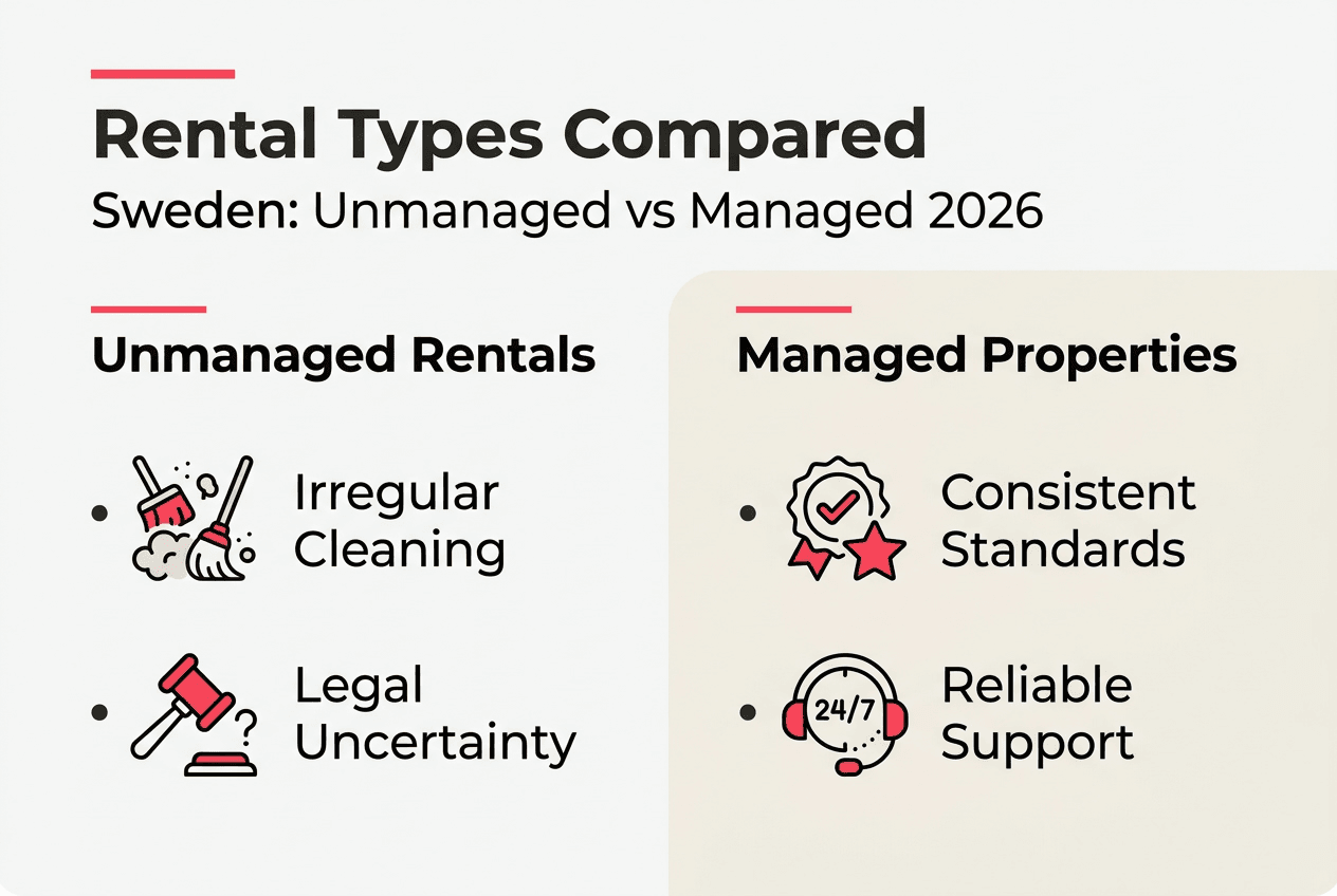 Infographic comparing managed and unmanaged rentals