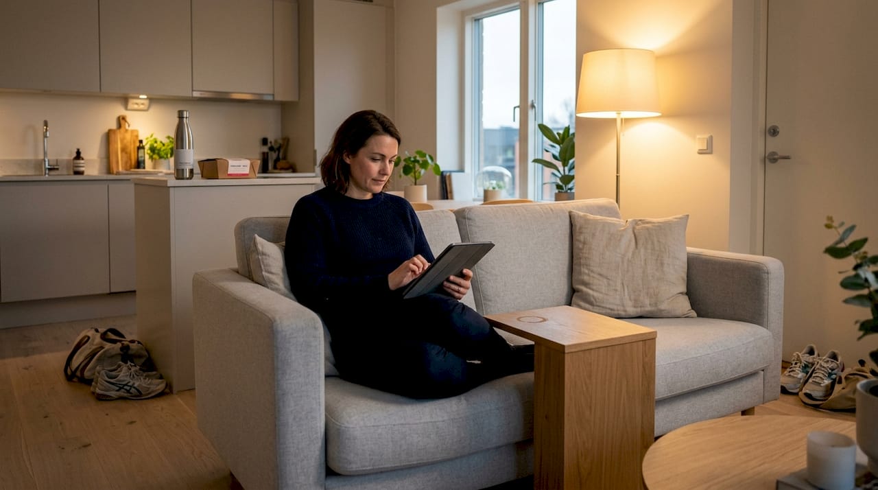 Employee unwinding in comfortable work stay lounge