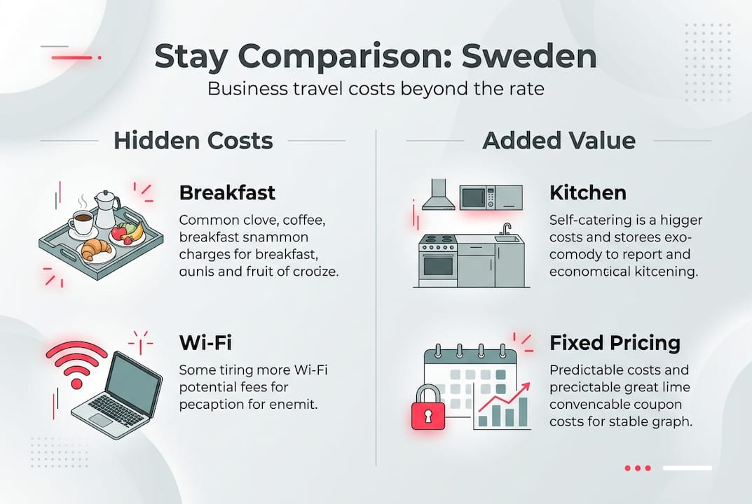 Infographic comparing hotel and apartment cost factors