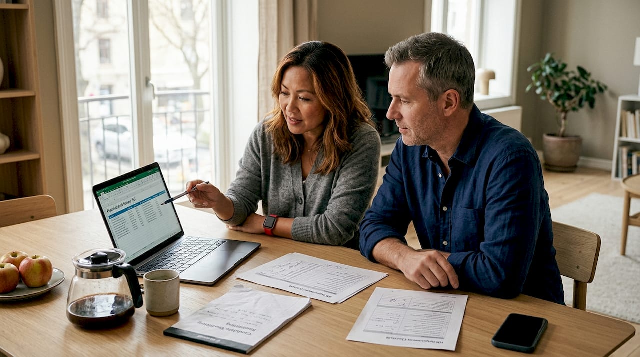 HR team using checklist in rented apartment