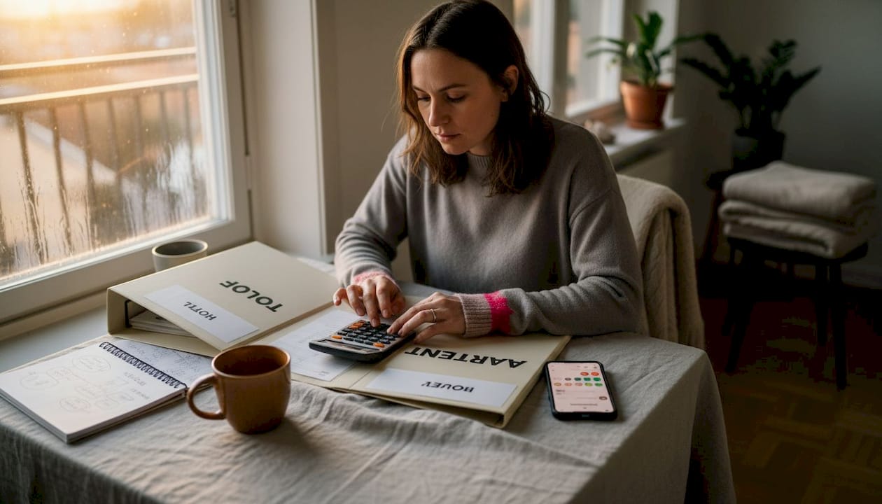 Manager comparing hotel and apartment files