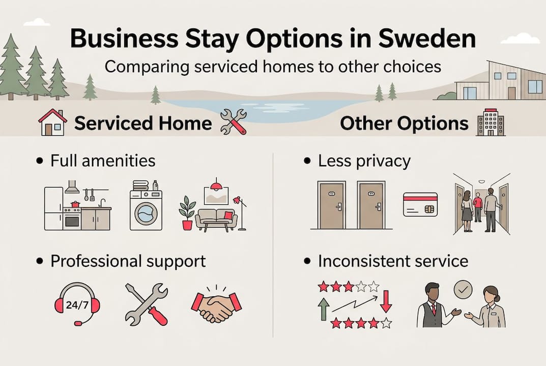 Infographic comparing serviced homes with other stays