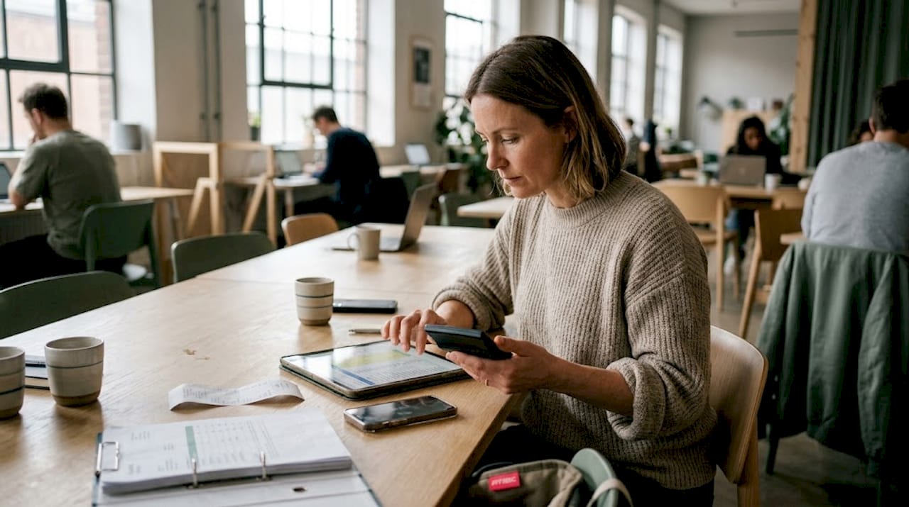 Property owner calculating rental finances