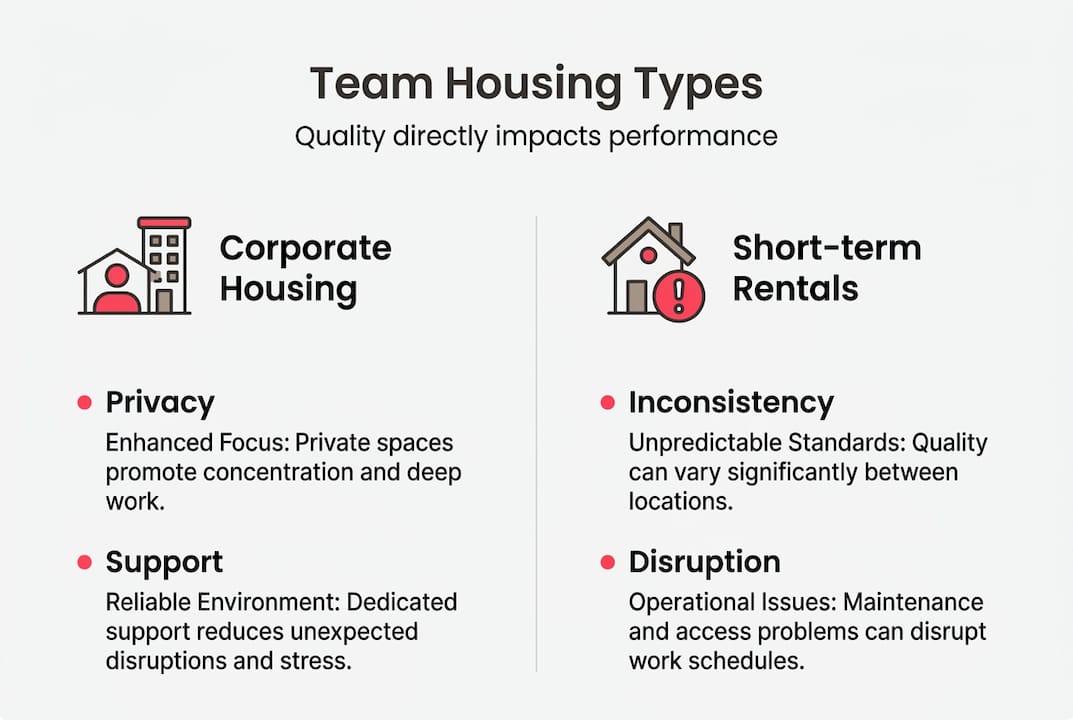 Infographic comparing team housing types