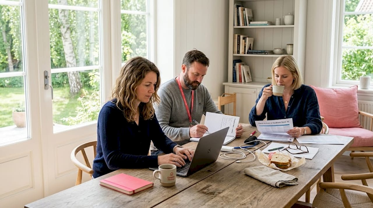 Remote team working in Swedish villa