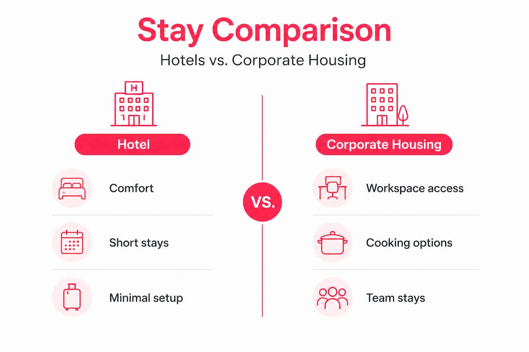 Infographic comparing hotel and corporate housing