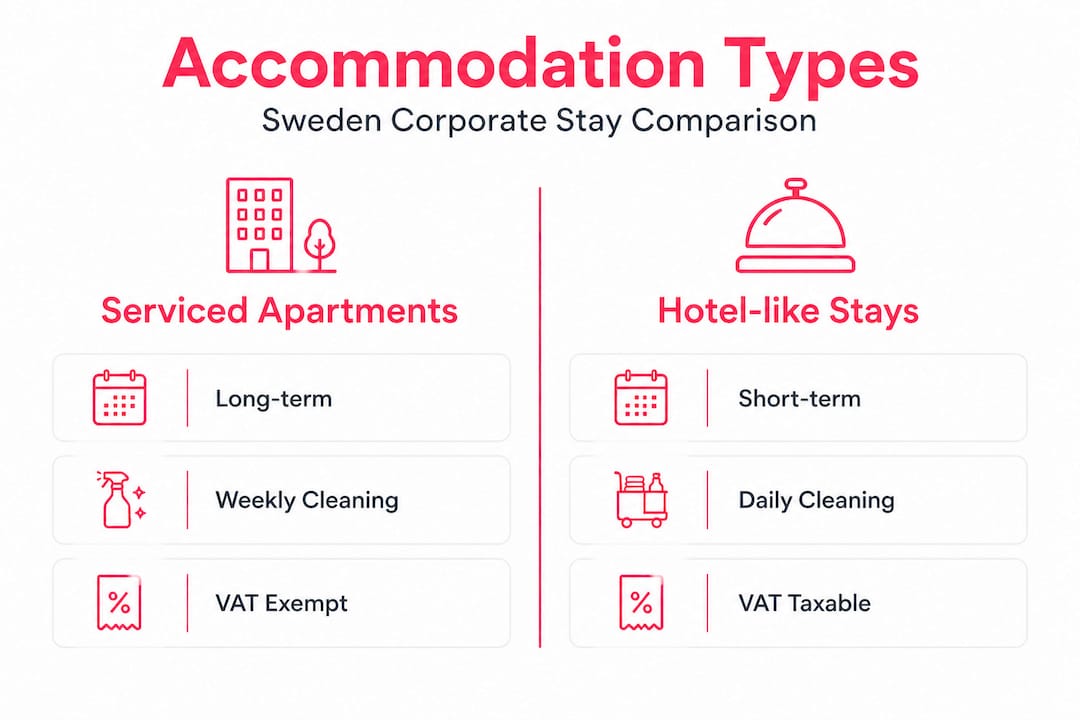 Infographic comparing Sweden stay types