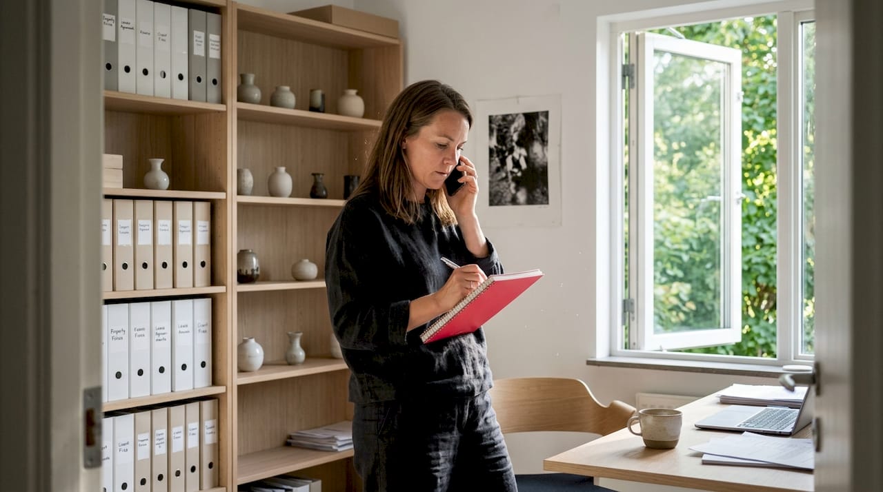 Property manager takes call in home office