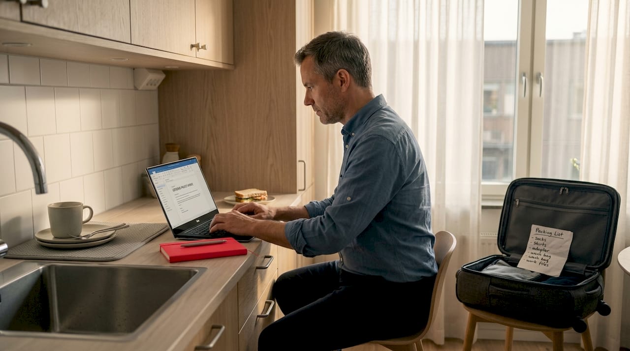 Worker documenting overnight stay essentials