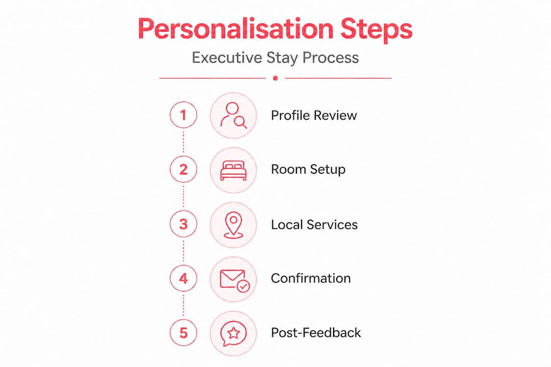Infographic of steps to personalize executive stays