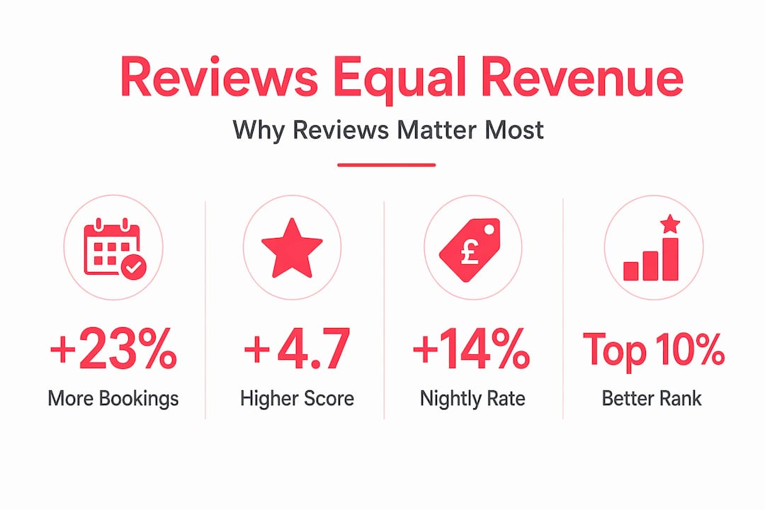 Infographic showing stats linking reviews to rental income