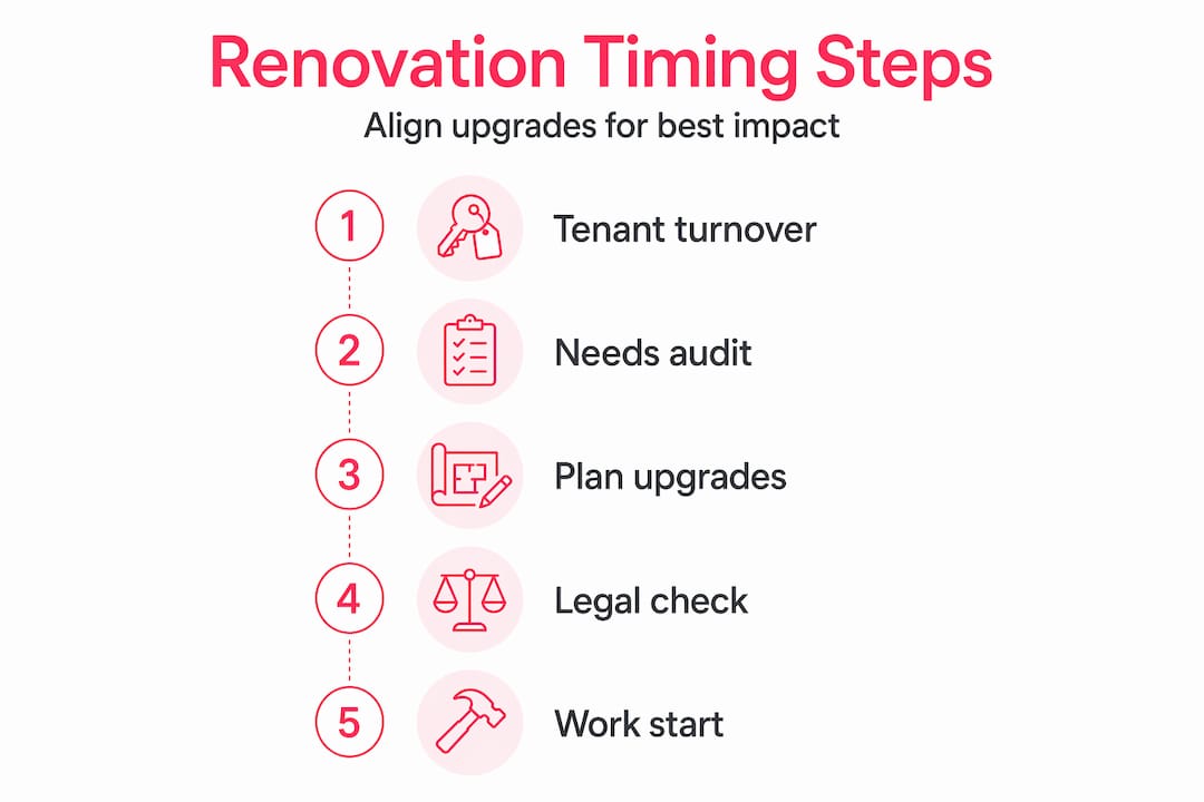 Infographic showing renovation timing steps vertical flow