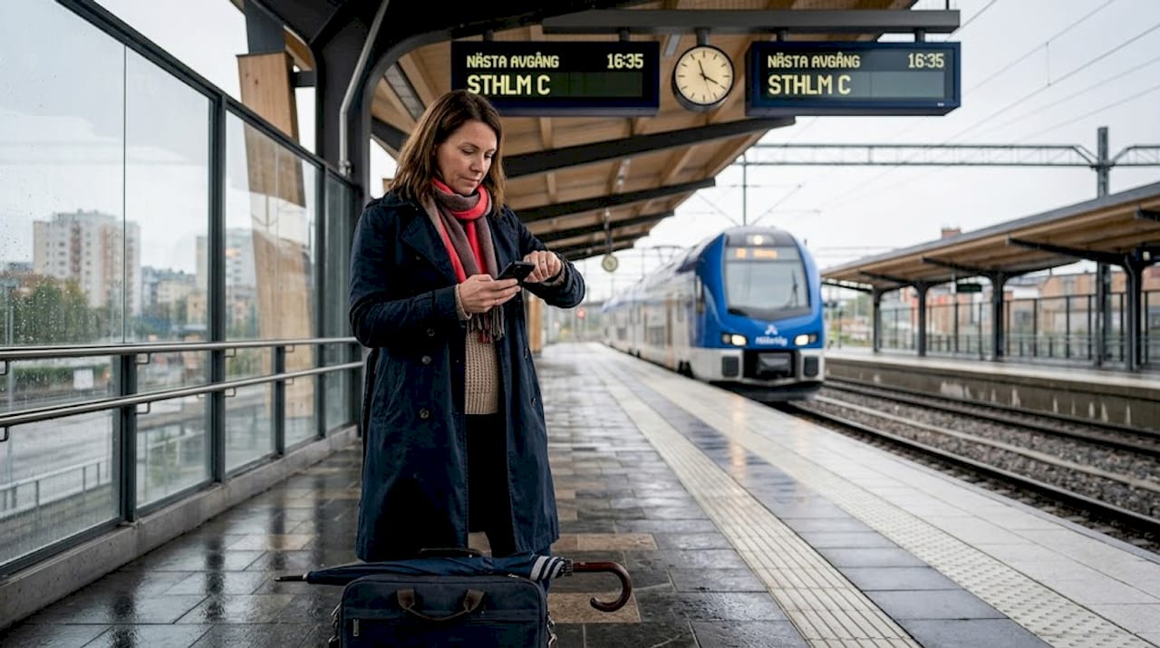 Commuter at Västerås central train station