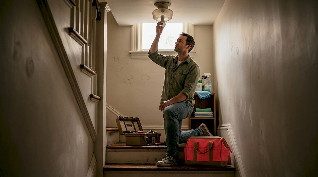 Technician replaces bulb during property turnover
