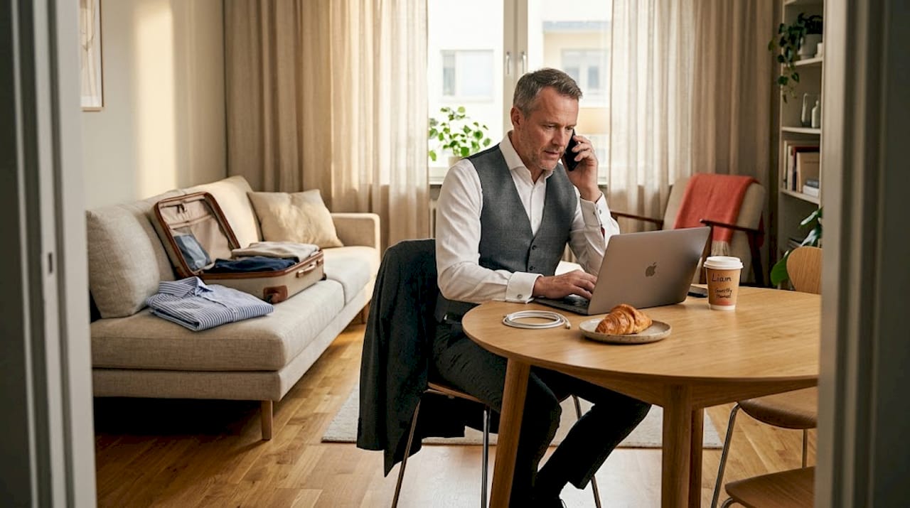 Business traveler faces housing disruption stress