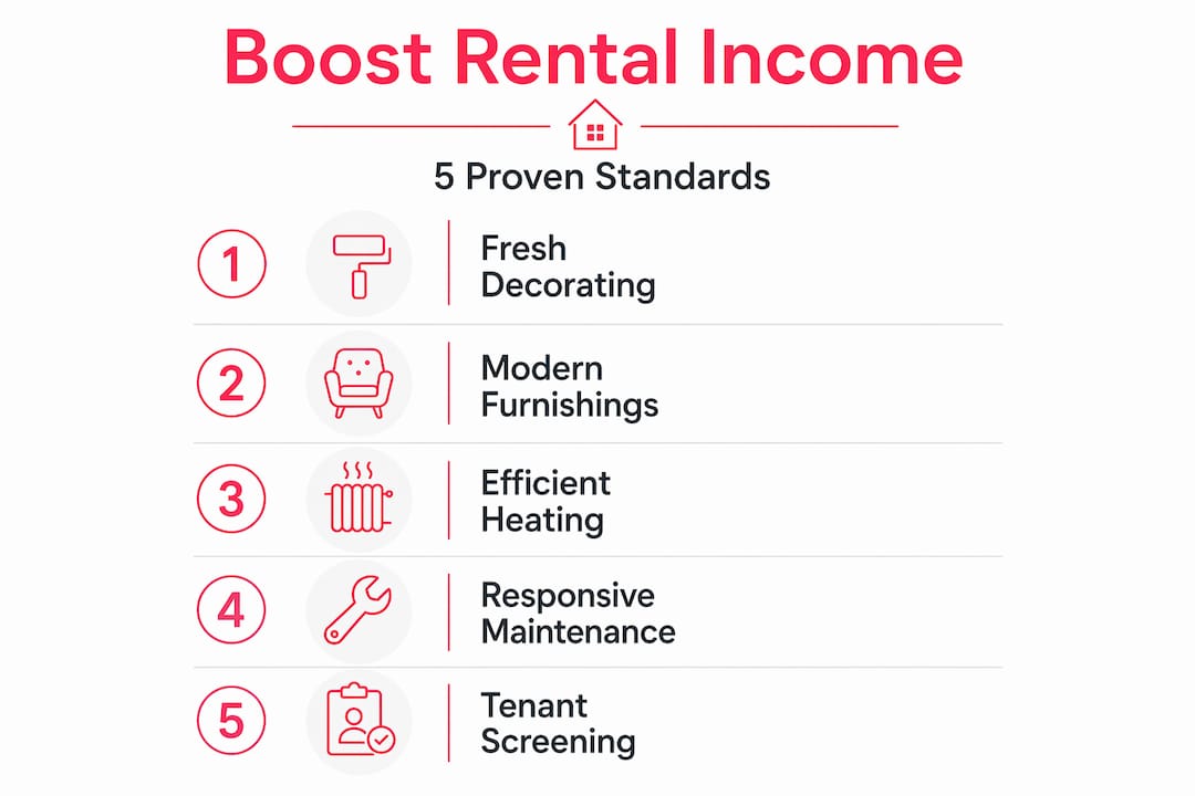 Infographic with five steps to boost rental income