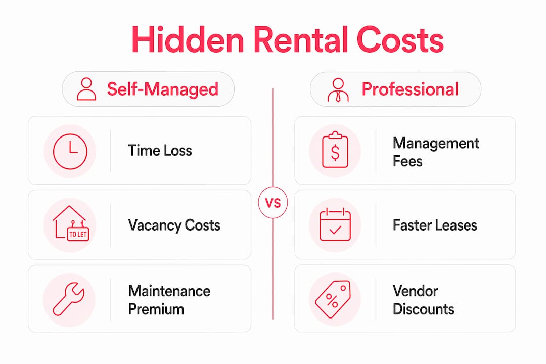 Infographic comparing self-managed versus professional rental costs