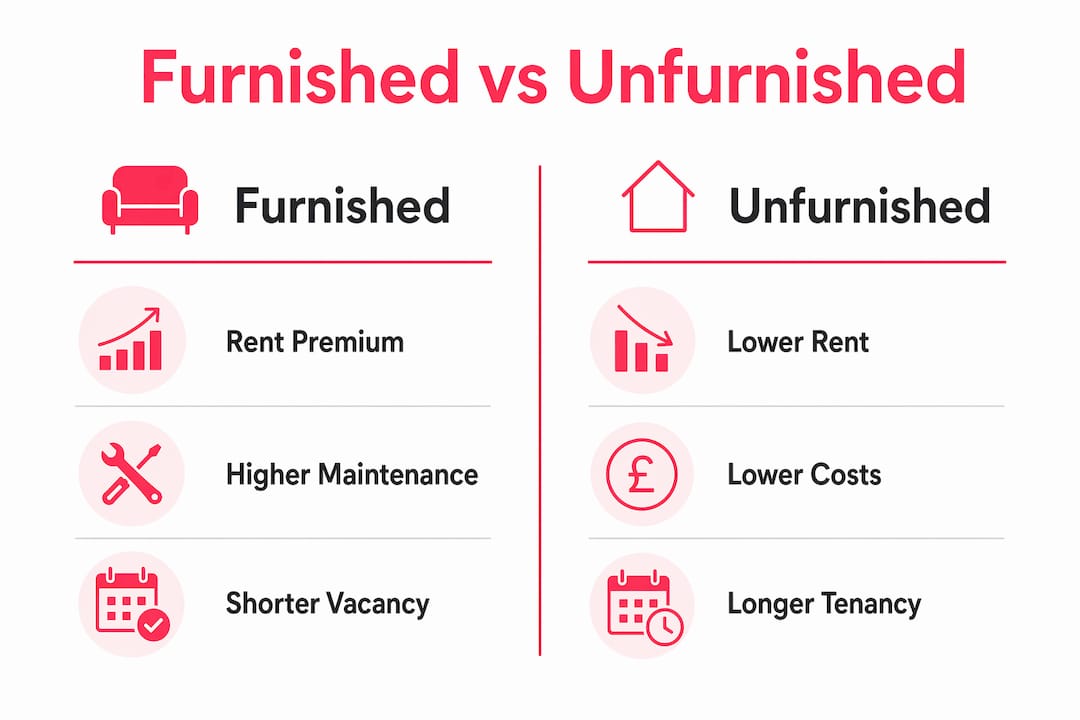 Comparison infographic of furnished and unfurnished rentals