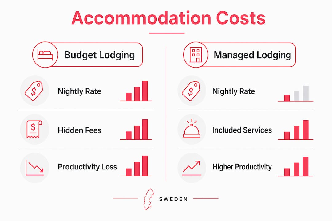 Infographic comparing budget and managed lodging costs