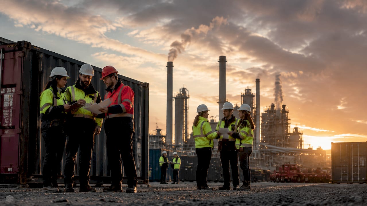 Industrial workers at Norrbotten green steel site