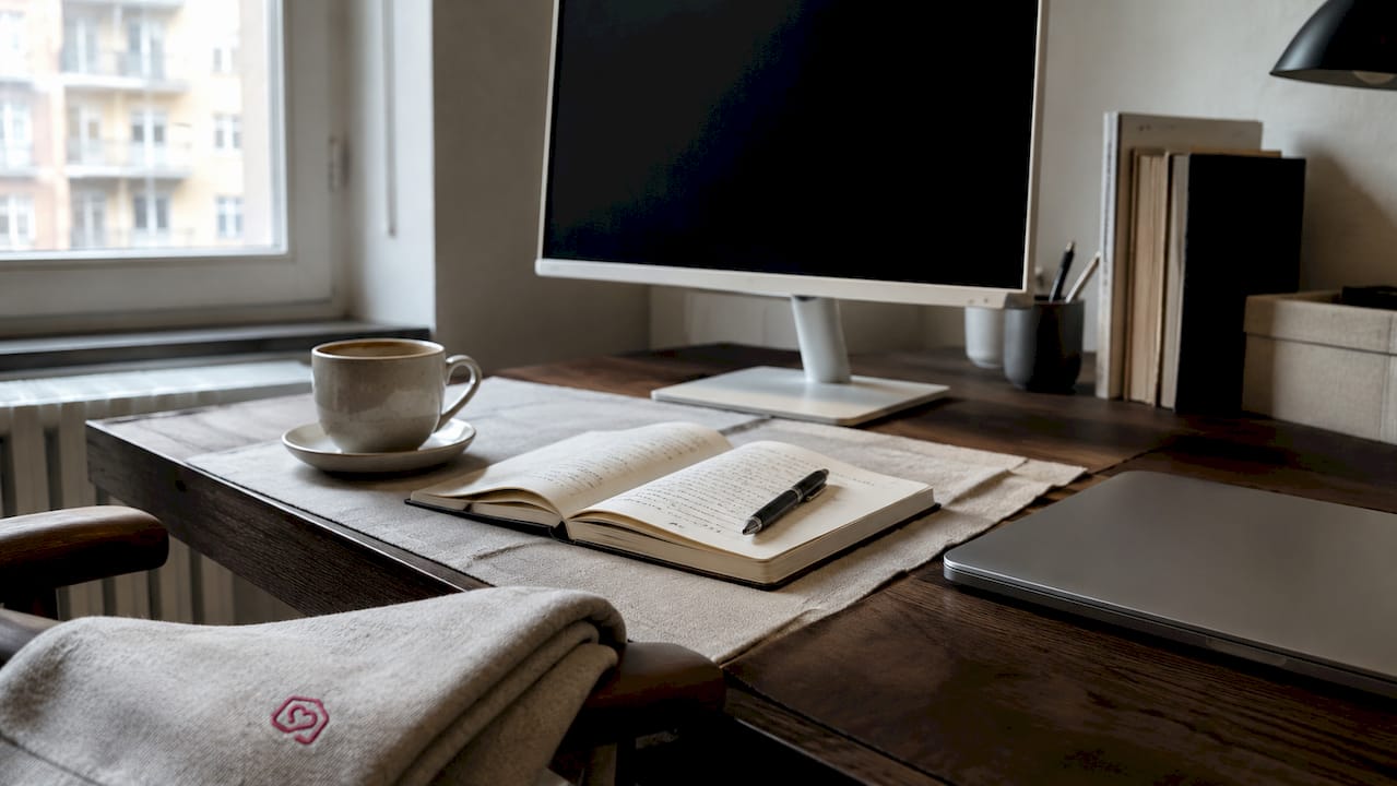 Organized home workspace with natural light