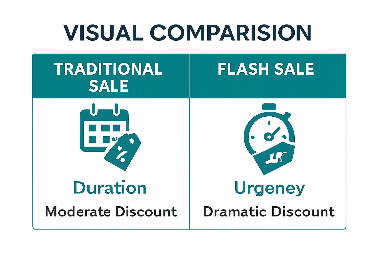 Comparison chart of Traditional Sale vs. Flash Sale features
