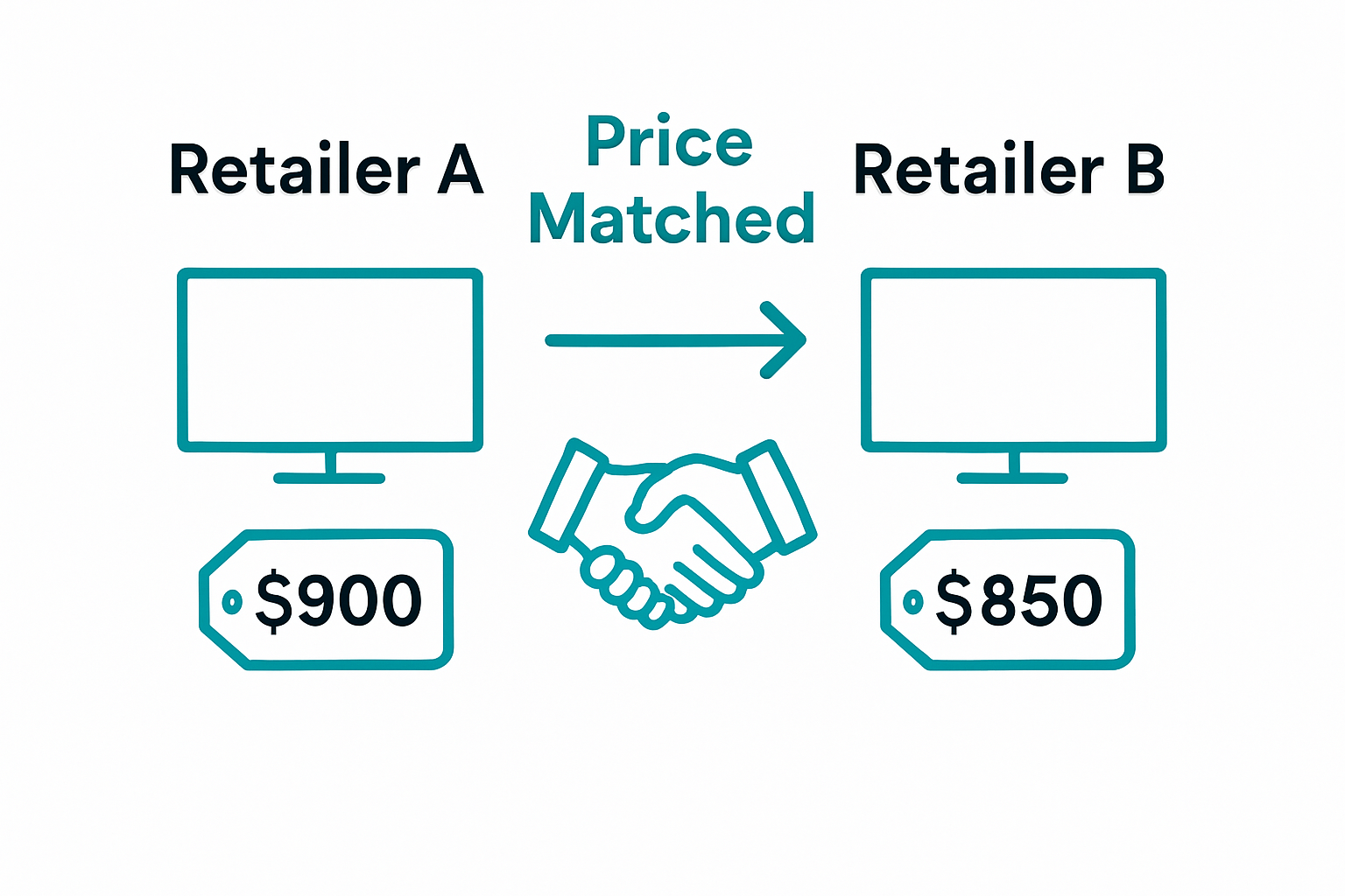 Side-by-side price comparison for price matching