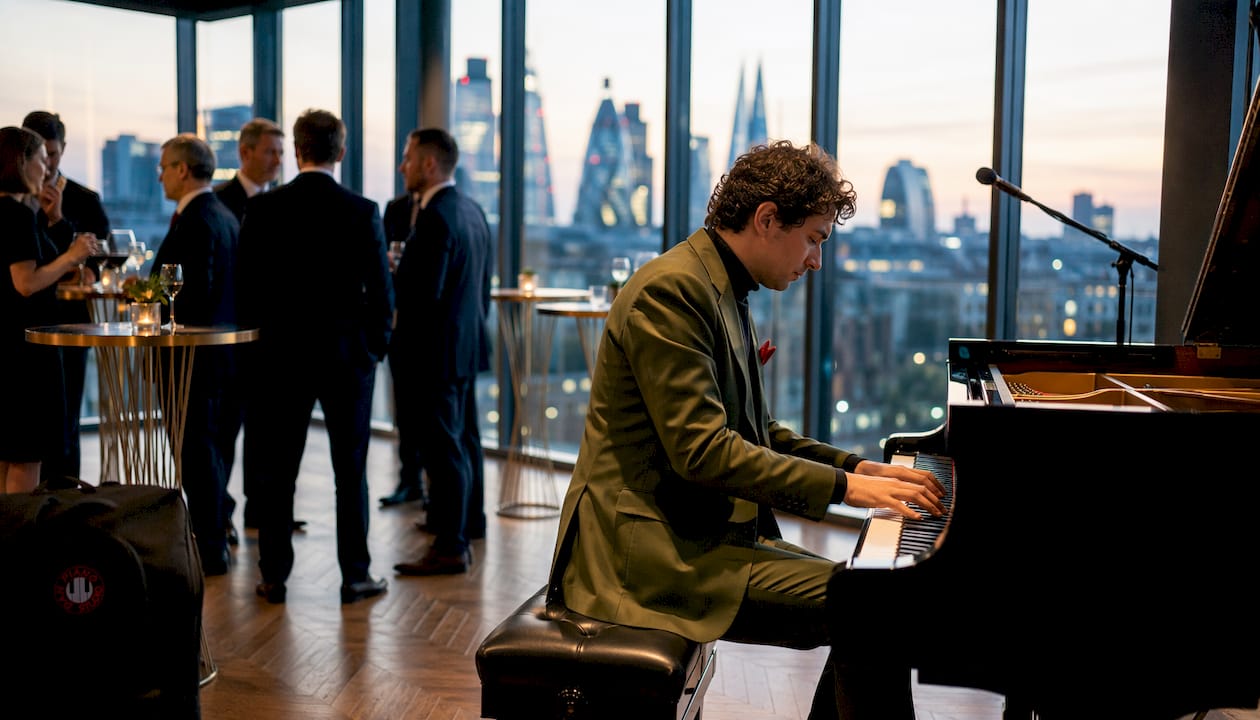 Pianist playing at Central London corporate event