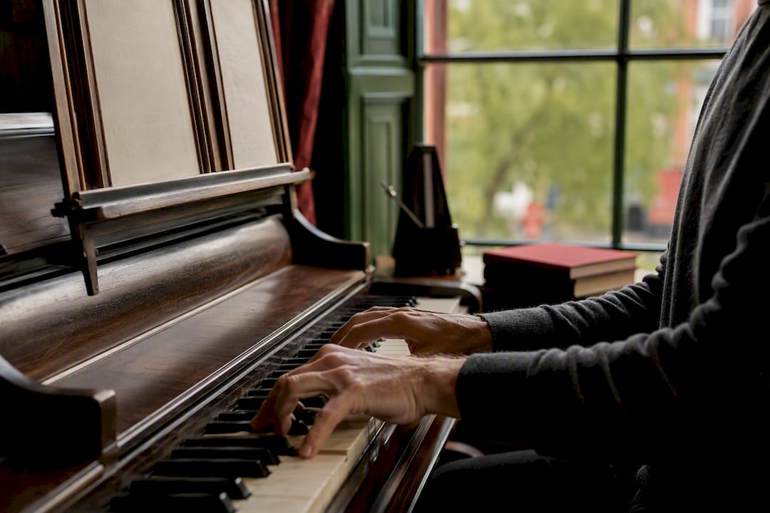 Pianist practicing jazz piano piece