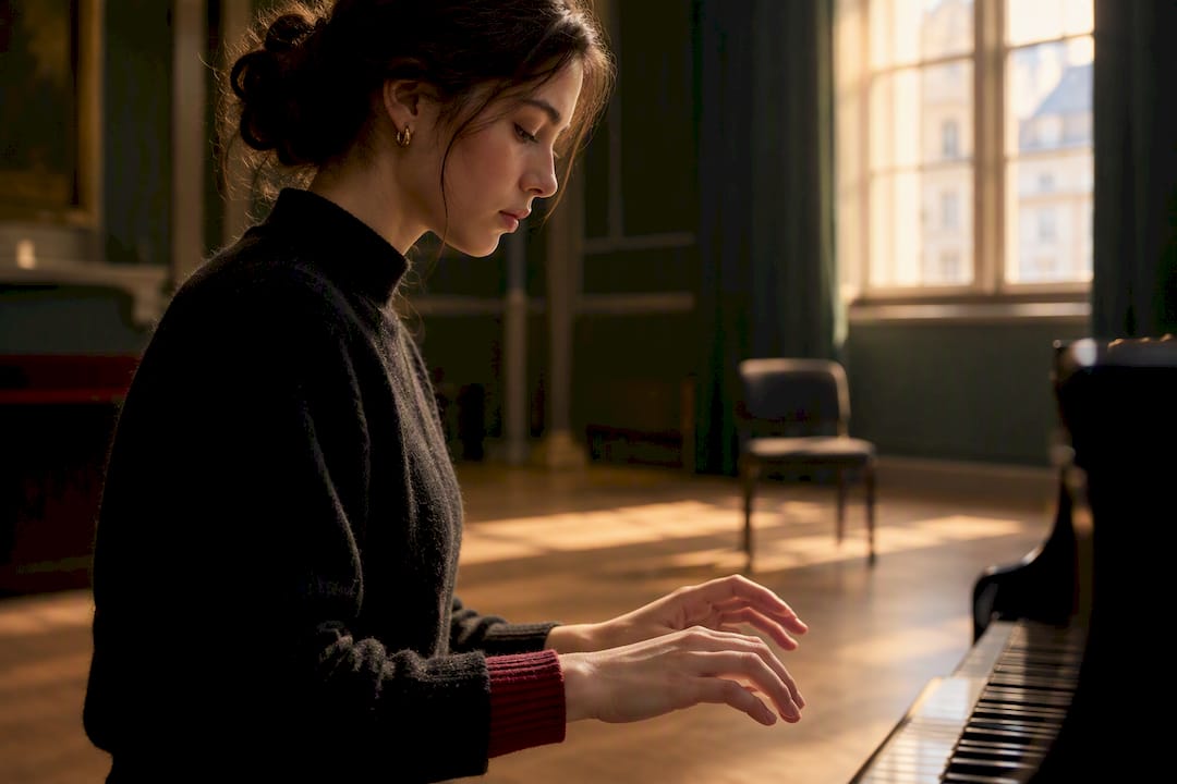 Pianist breathing before an exam performance