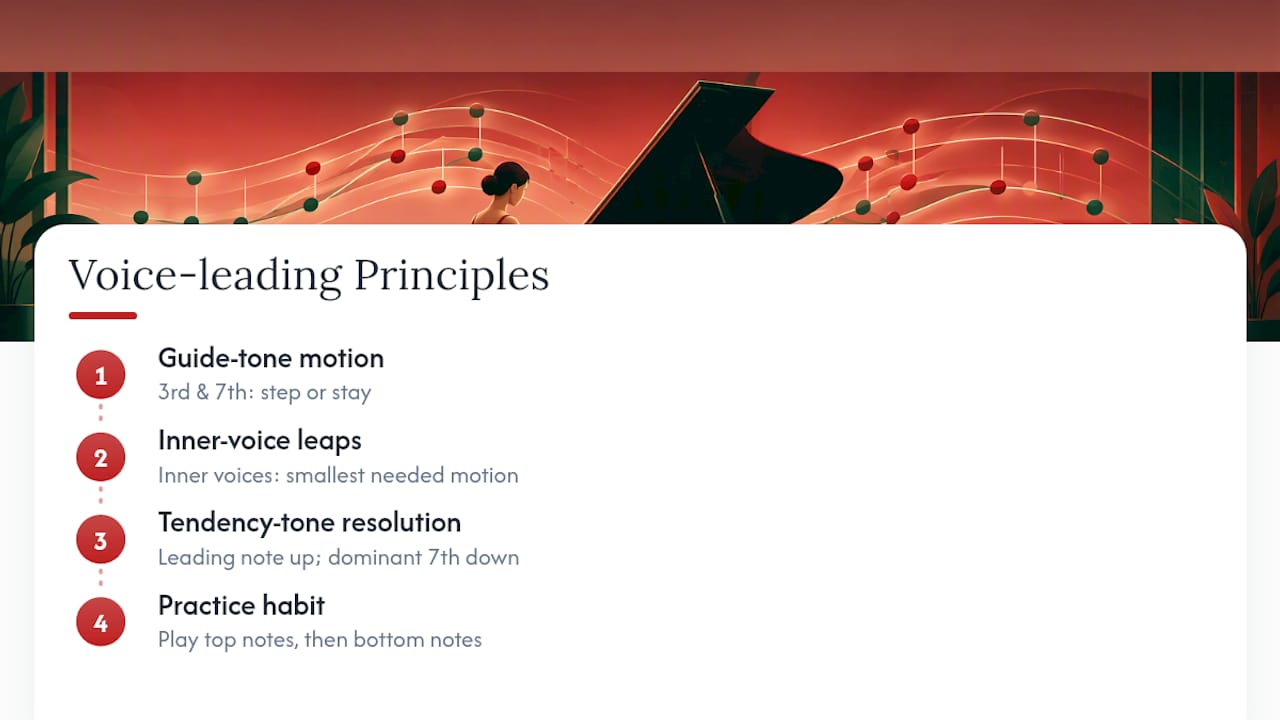 Three principles of piano voice leading