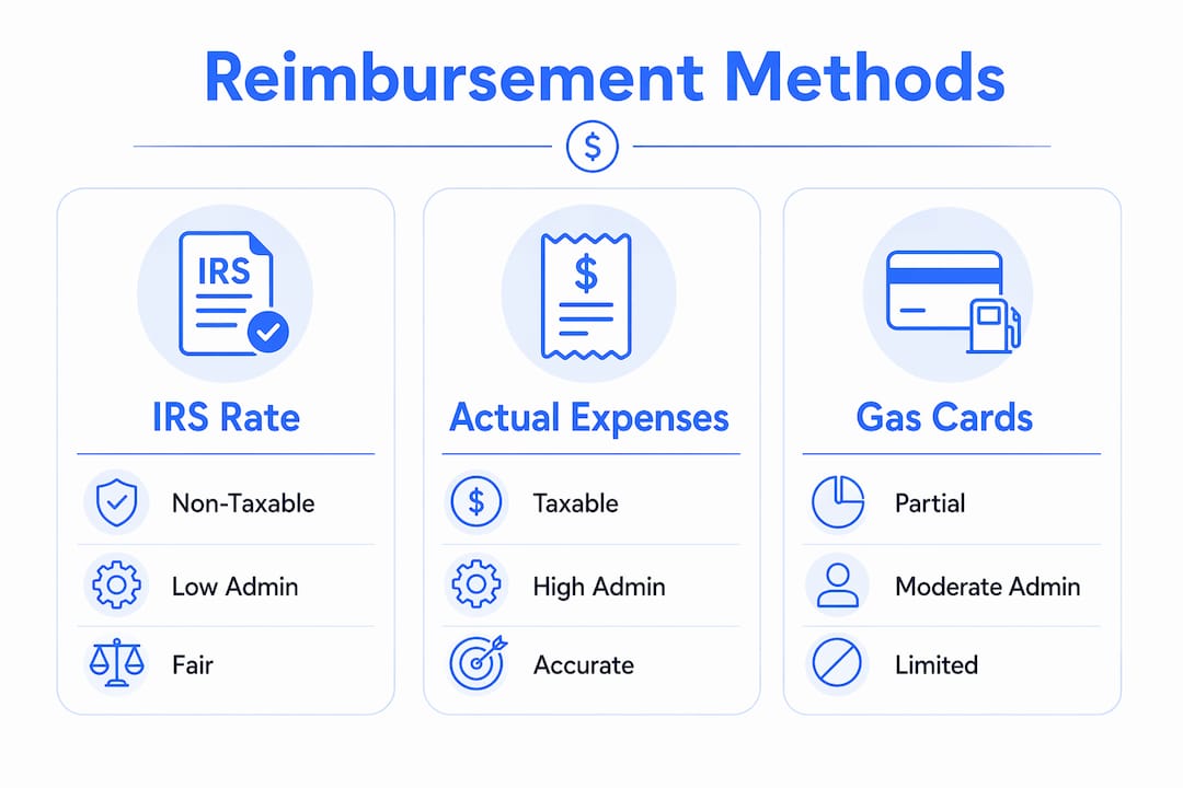 Infographic comparing nanny mileage reimbursement methods