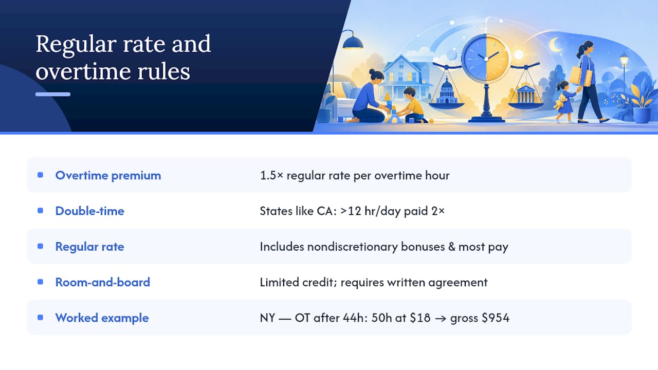 3. How to calculate regular rate and overtime pay for live-in nannies — overview diagram