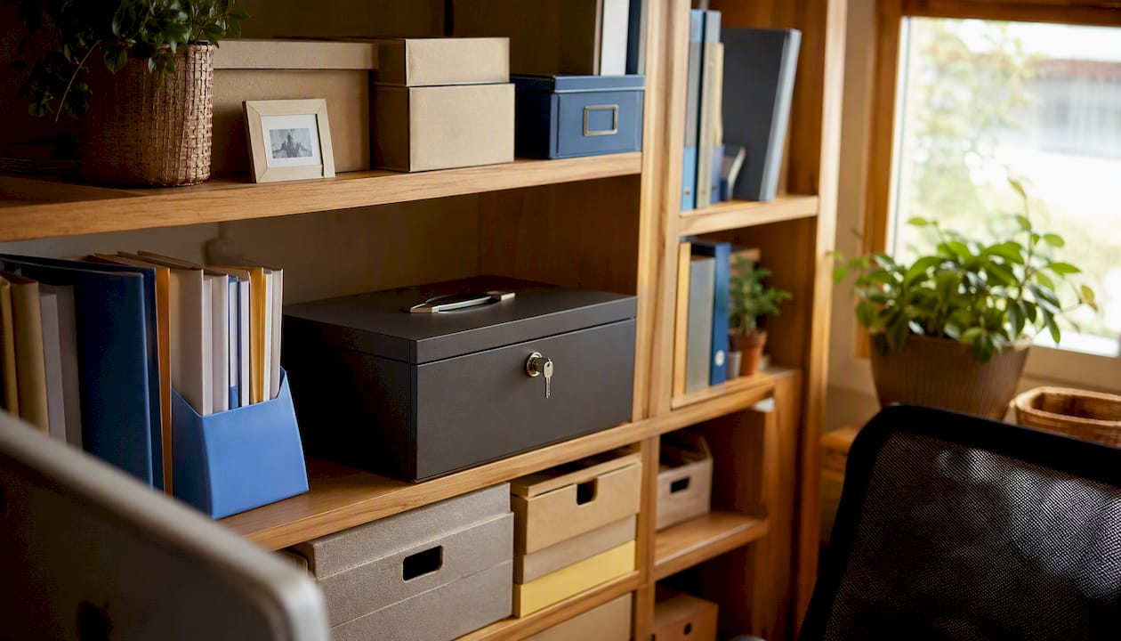Filing cabinet drawer storing I-9 forms securely