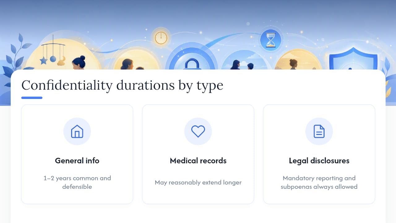 Diagram of confidentiality duration by information type