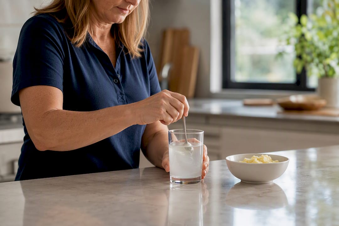 Caregiver preparing a thickened drink