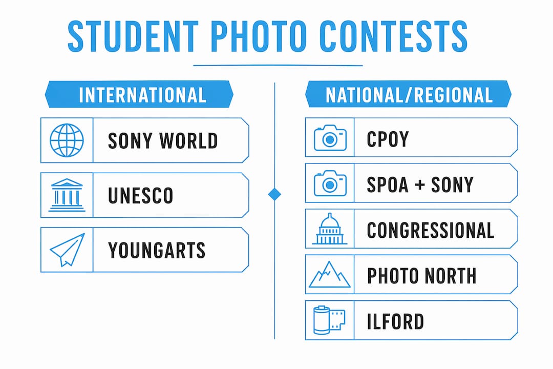 Infographic comparing top student photography contests