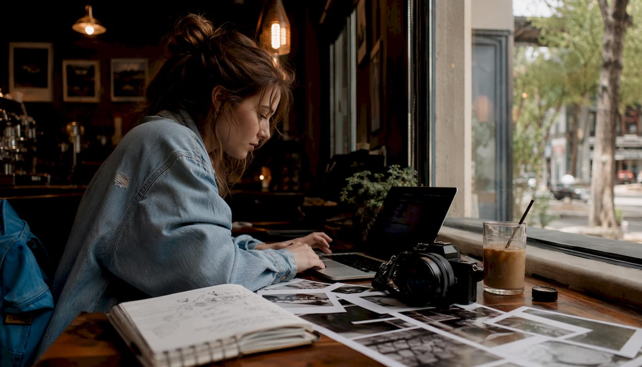 Student preparing photo competition submission