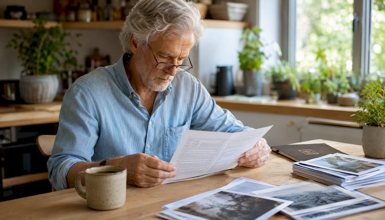 Photographer reviewing competition submission materials