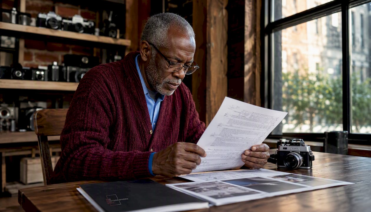 Hands reviewing Nikon contest eligibility rules