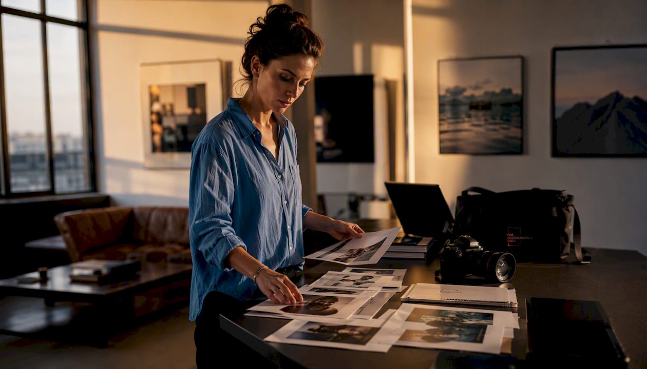 Photographer sorting photo series for SWPA submission