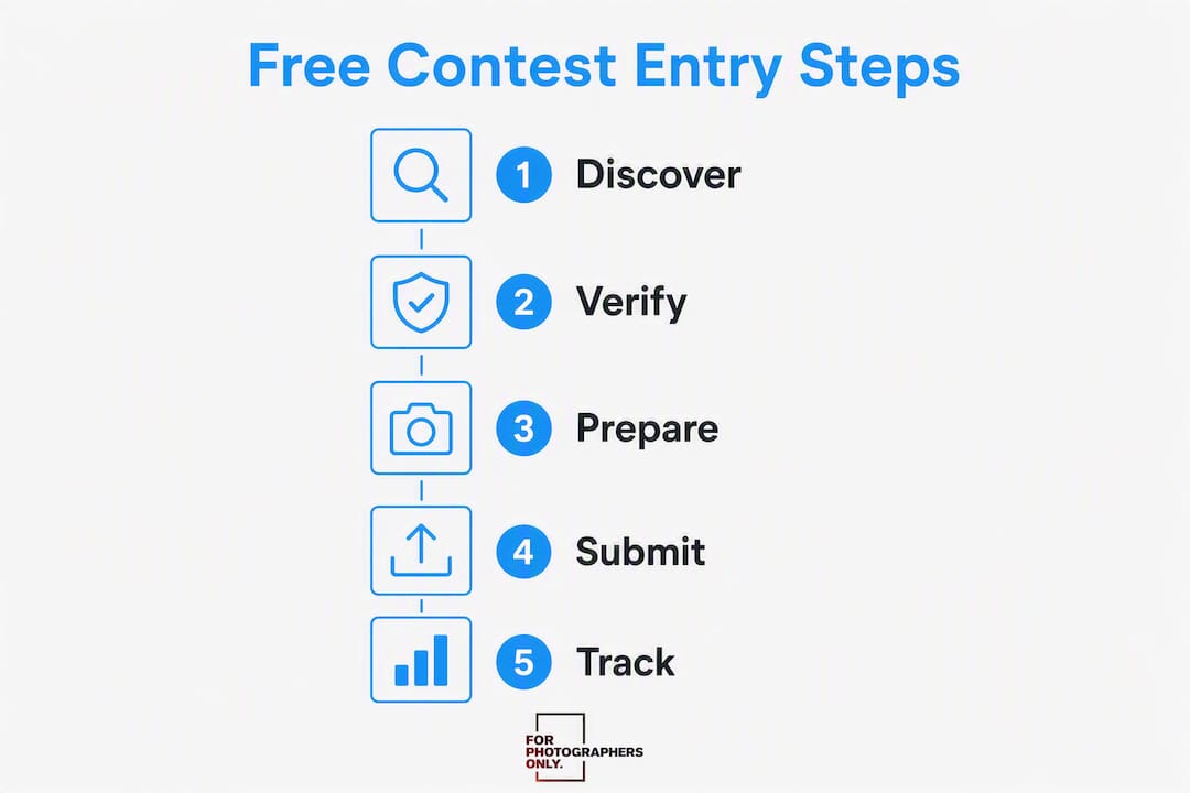 Infographic showing steps to enter free photo contests