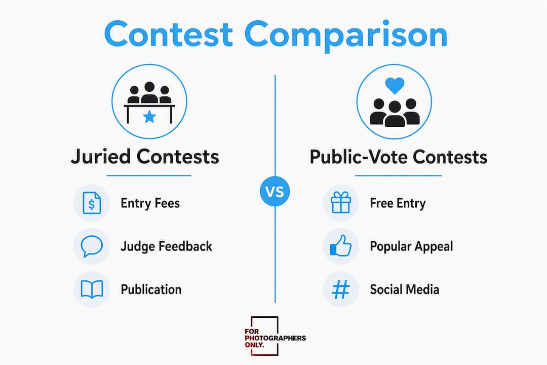 Infographic comparing pet photography contest types