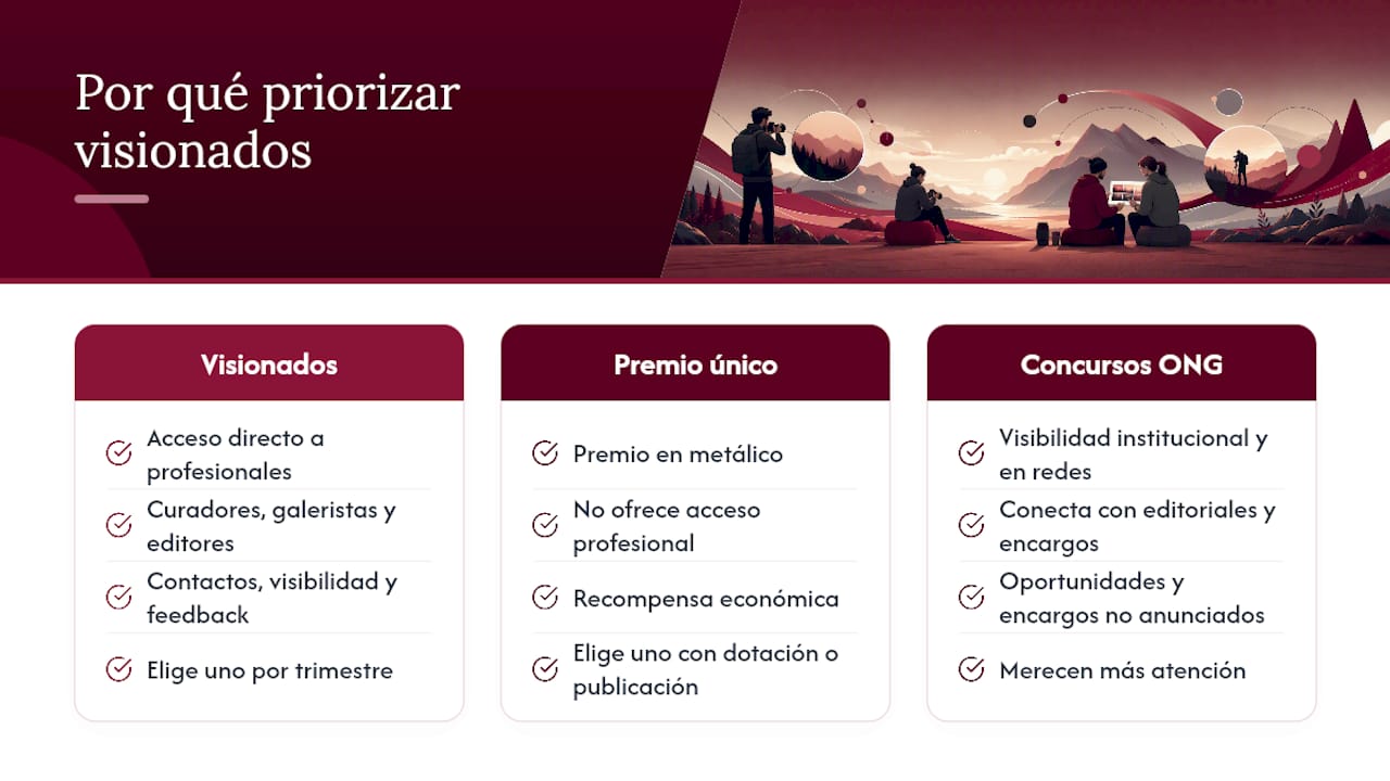 Por qué priorizar convocatorias con visionados sobre los concursos de premio único — overview diagram