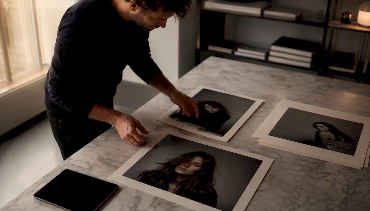 Fotógrafo ultimando los detalles para presentar su retrato