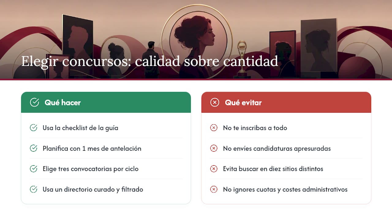 Por qué elegir bien los concursos importa más que participar en muchos — overview diagram